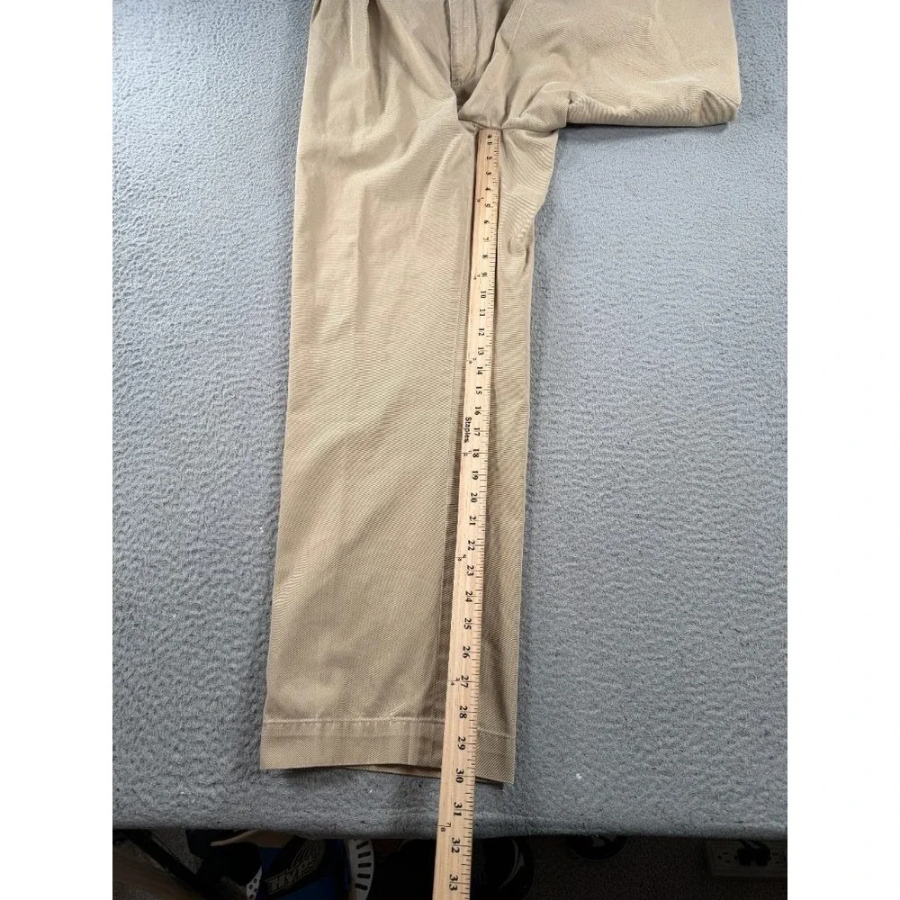 Polo Ralph Lauren Andrew Pant Mens 36x30 Khaki Pleated Cuffed Chino Pants Cotton